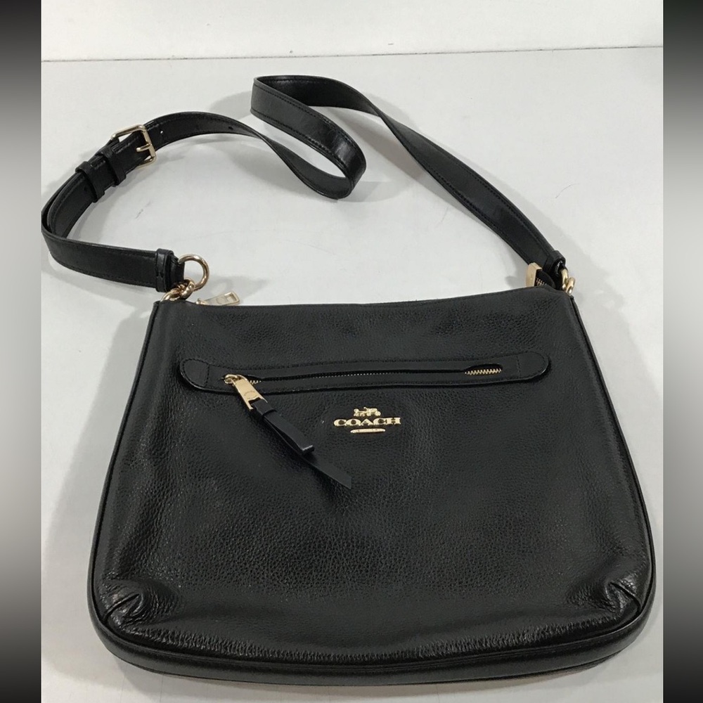 Women’s Coach Mae File Black Pebbled Grain Leather Crossbody Bag